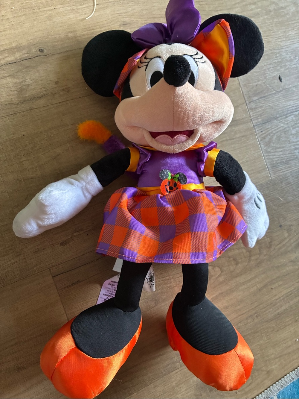 Disney Minnie Mouse Plush in Purple and Orange Halloween Outfit